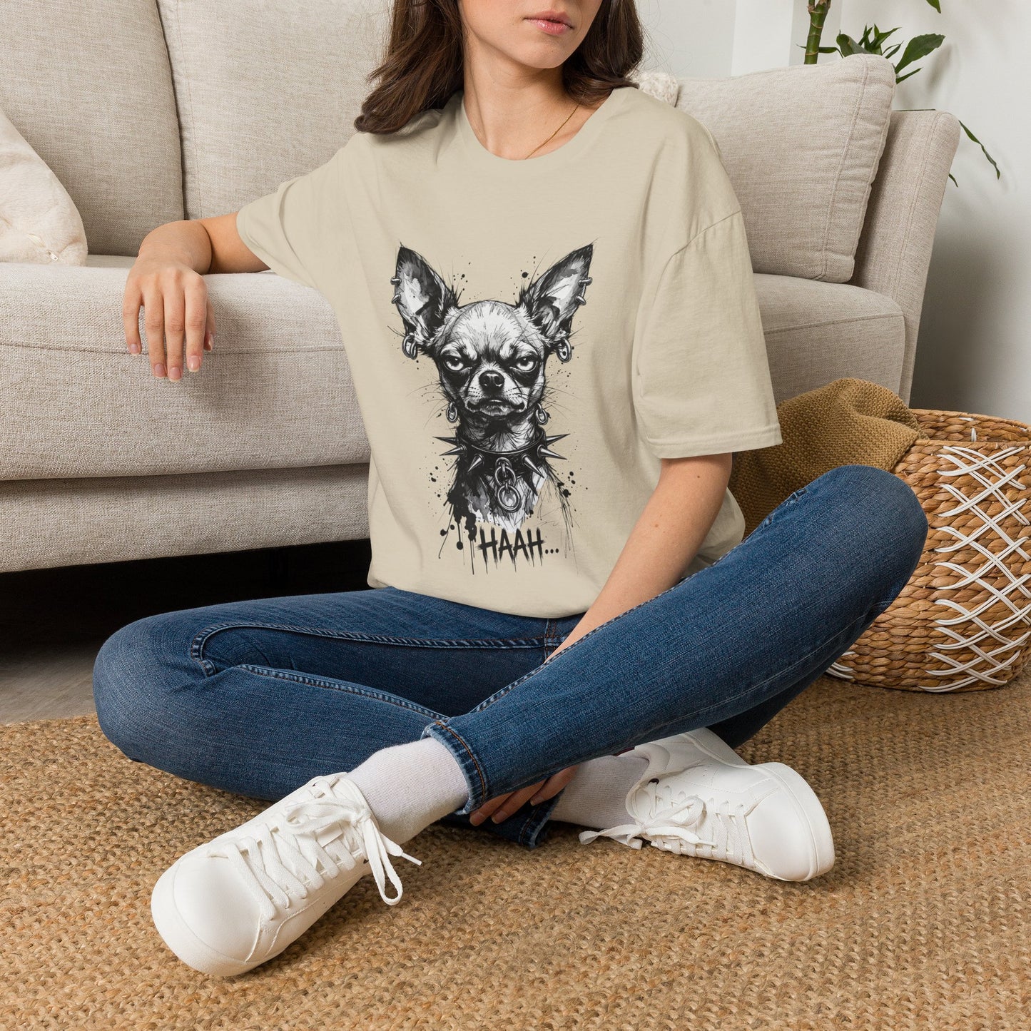 Chihuahua Portrait T‑Shirt — Expressive Black & White Dog Art Tee