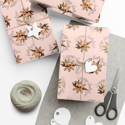Gift Wrap Paper — Pink Vintage Floral Wreath Pattern (Holiday & Birthday Wrapping)