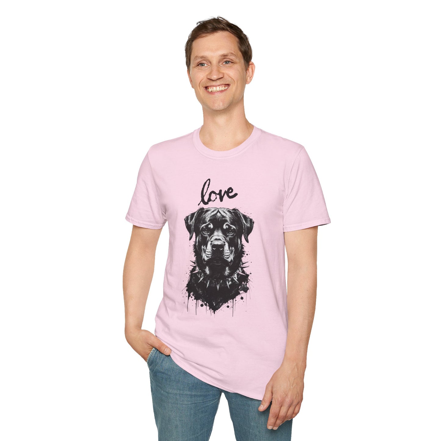 Love Rottweiler T-Shirt — Vintage Black Dog Portrait Tee for Dog Lovers
