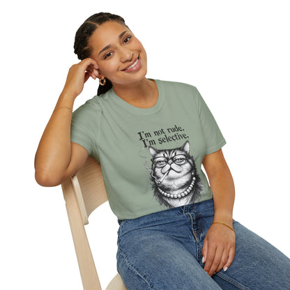 Cat Graphic T‑Shirt — "I'm Not Rude, I'm Selective" Funny Cat Tee