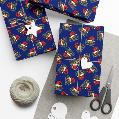 Christmas Gift Wrap Paper — Santa Sleigh & Presents Pattern