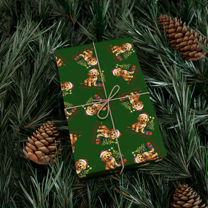 Gift Wrap Paper — Festive Gingerbread Dog Pattern (Holiday Wrapping)