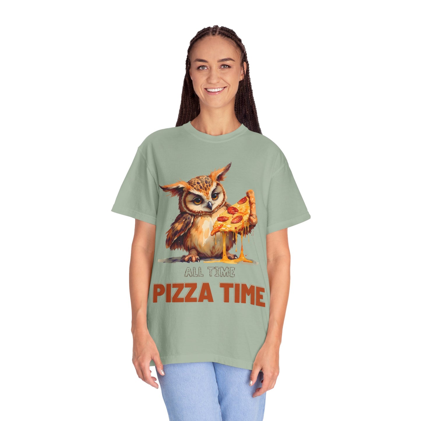 Pizza Time Owl T-Shirt — Cute Owl Eating Pizza Graphic Tee