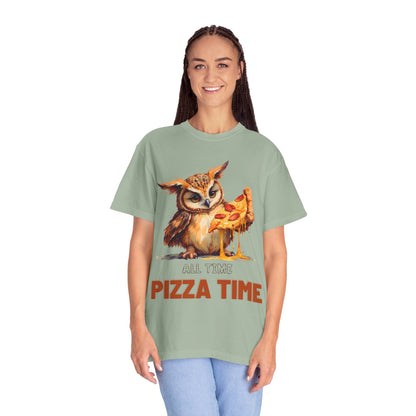 Pizza Time Owl T-Shirt — Cute Owl Eating Pizza Graphic Tee