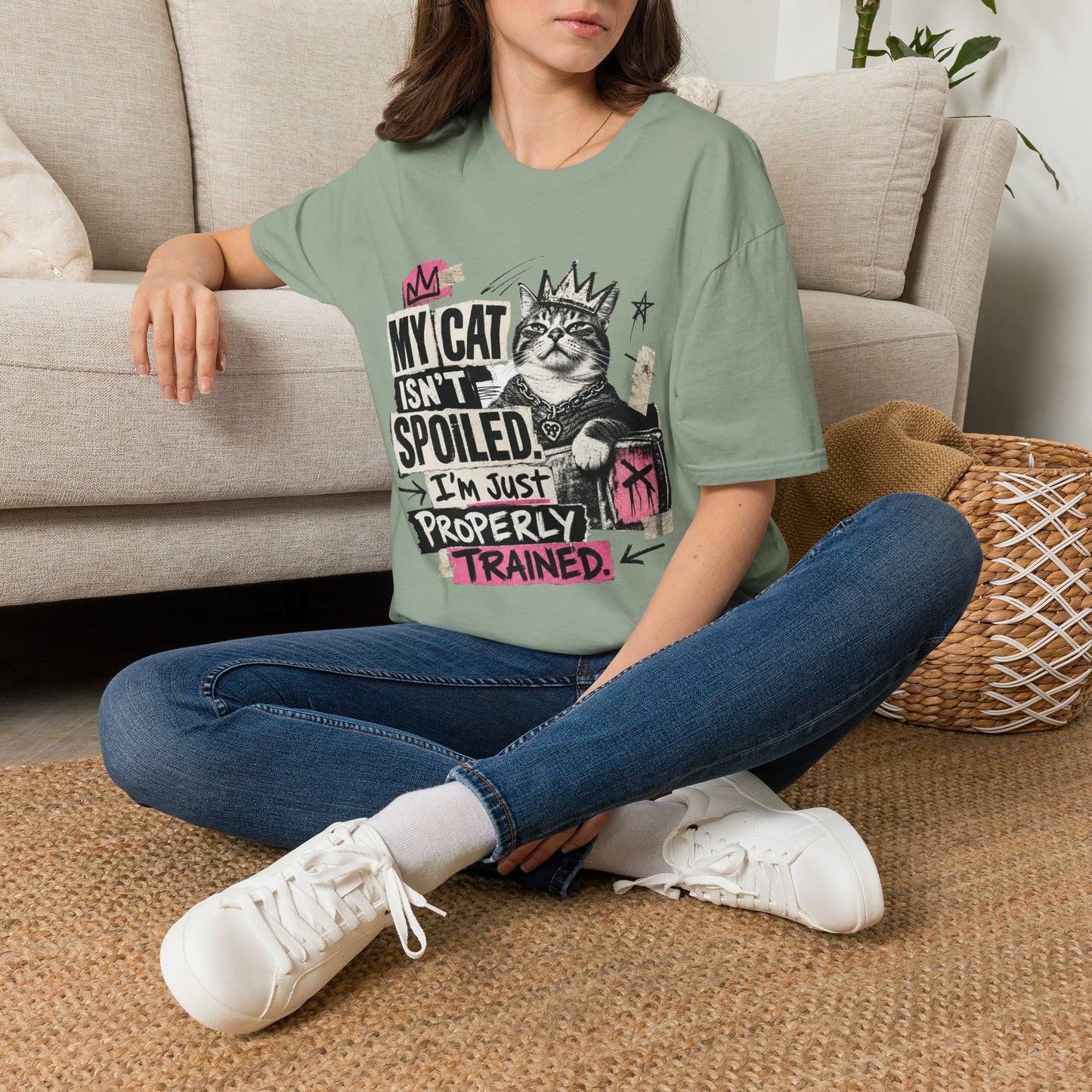 Cat T-Shirt — “My Cat Isn’t Spoiled, I’m Just Properly Trained” Graphic Tee