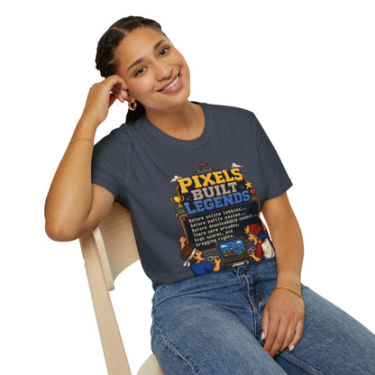 Pixels Built Legends T‑Shirt — Retro Gaming Nostalgia Tee