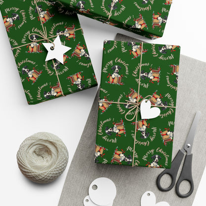Christmas Dog Wreath Gift Wrap Paper