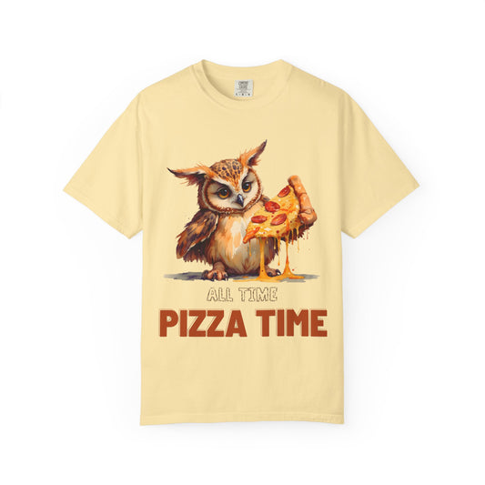 Pizza Time Owl T-Shirt — Cute Owl Eating Pizza Graphic Tee