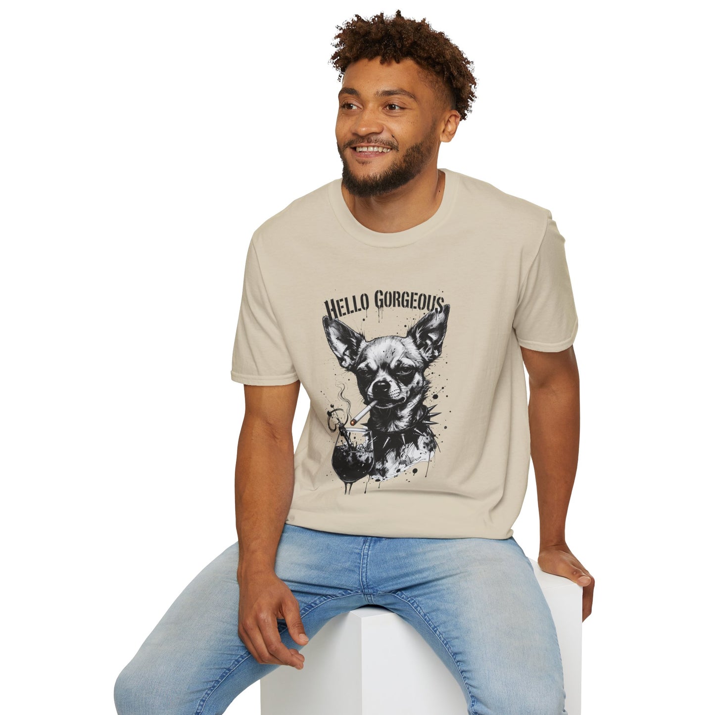 Chihuahua 'Hello Gorgeous' Tee - Cute Dog Graphic T-Shirt