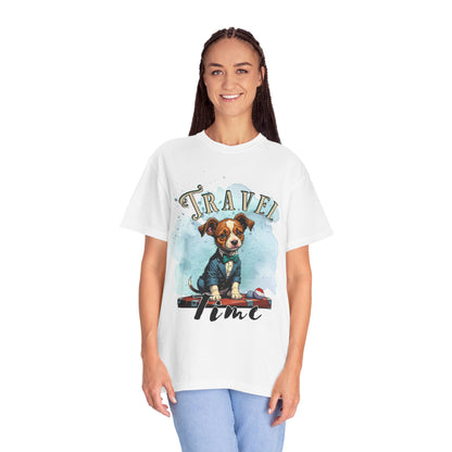 Travel Time Dog Graphic Unisex T-Shirt - Perfect for Pet Lovers and Travel Enthusiasts