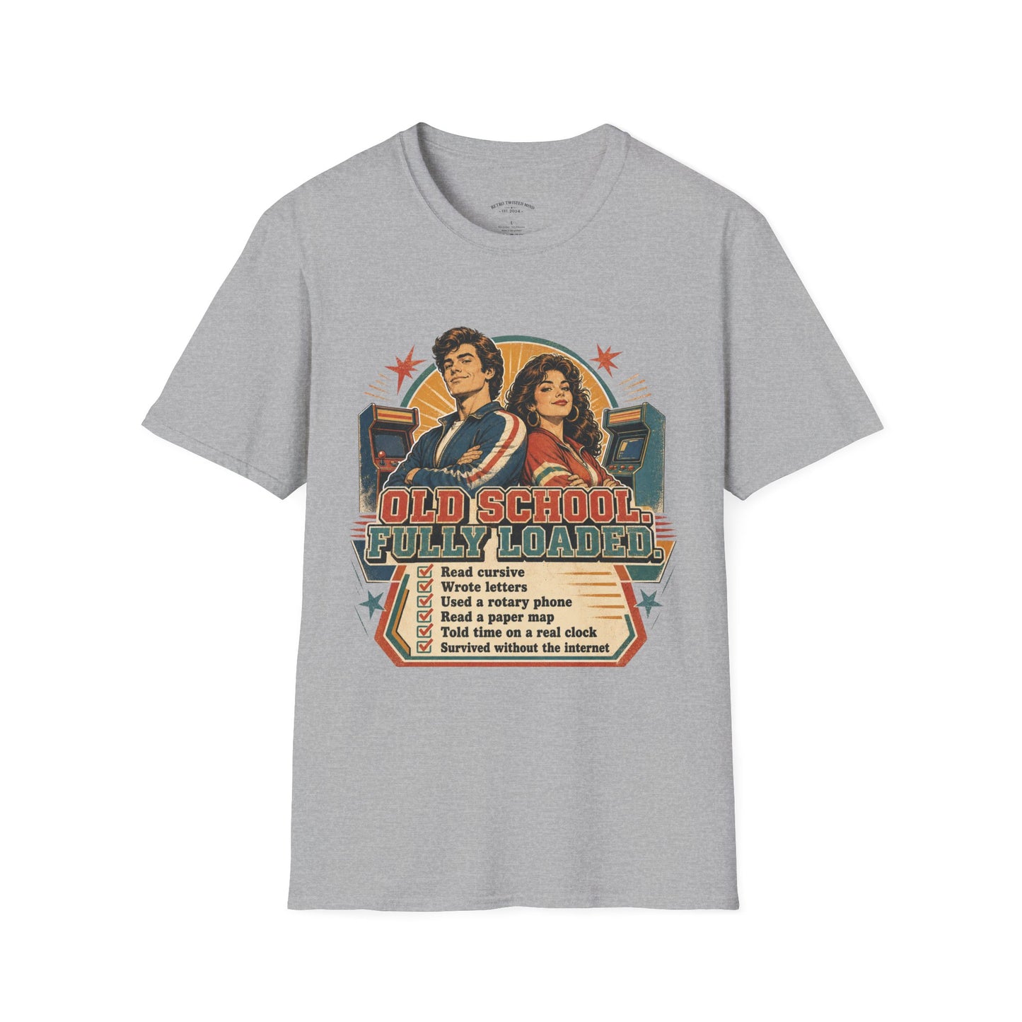 T-Shirt — Retro 'Old School' Arcade Couple Vintage Gamer Tee