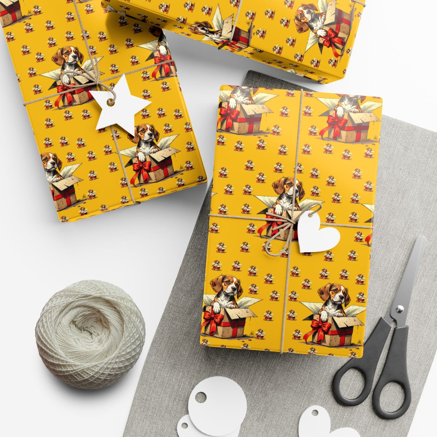 Dog & Gift Pattern Gift Wrap Paper — Cute Puppy Present Wrapping Sheets