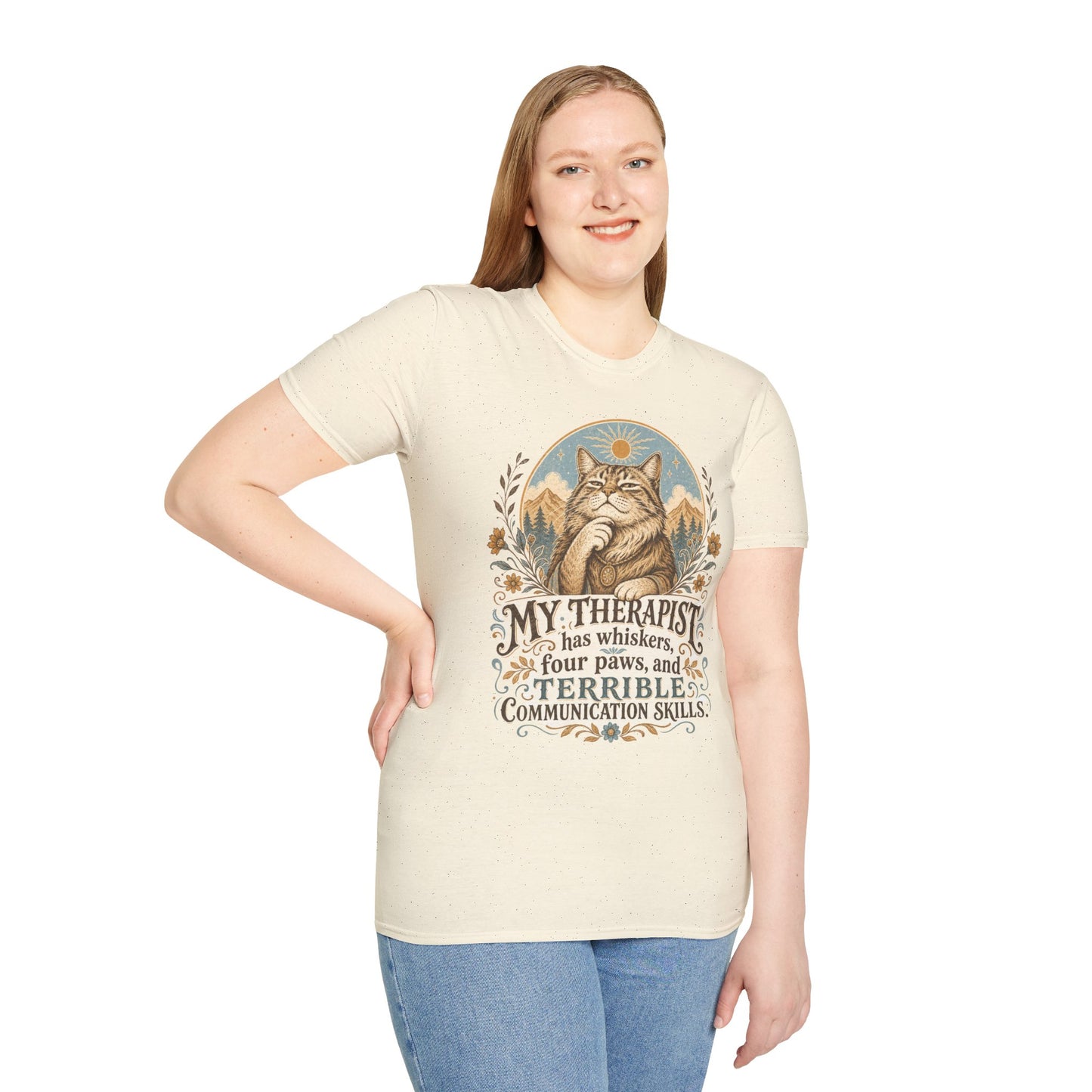 Cat Therapist T-Shirt — My Therapist Has Whiskers, Four Paws & Terrible Communication Skills