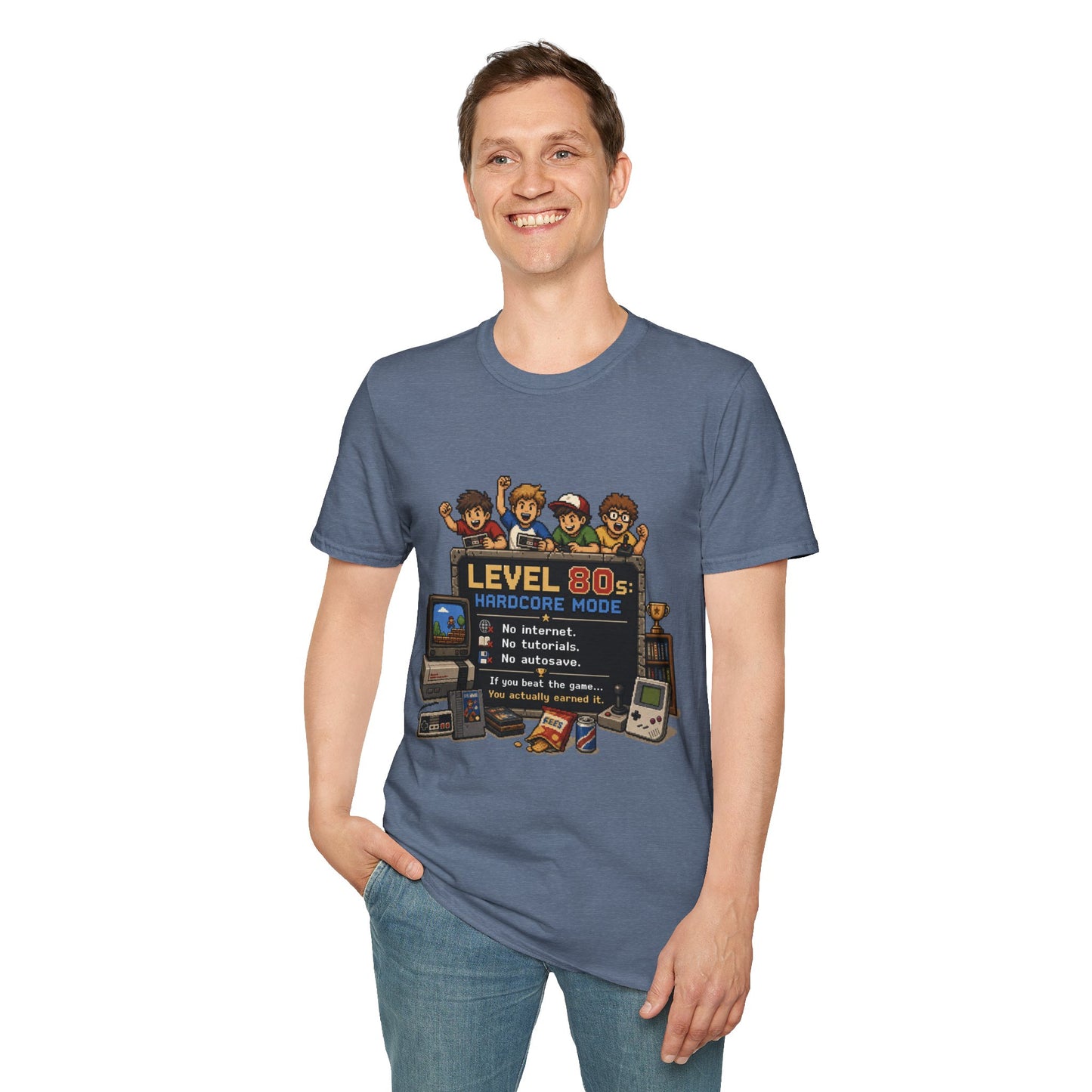 80s Level Up T-Shirt — 'Level 80s: Hardcore Mode' Retro Gaming Tee