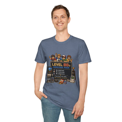 80s Level Up T-Shirt — 'Level 80s: Hardcore Mode' Retro Gaming Tee