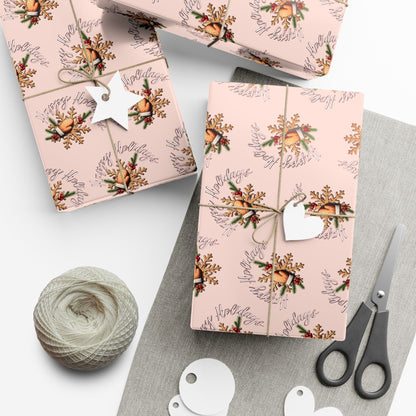 Gift Wrap Paper — Pink Vintage Floral Wreath Pattern (Holiday & Birthday Wrapping)