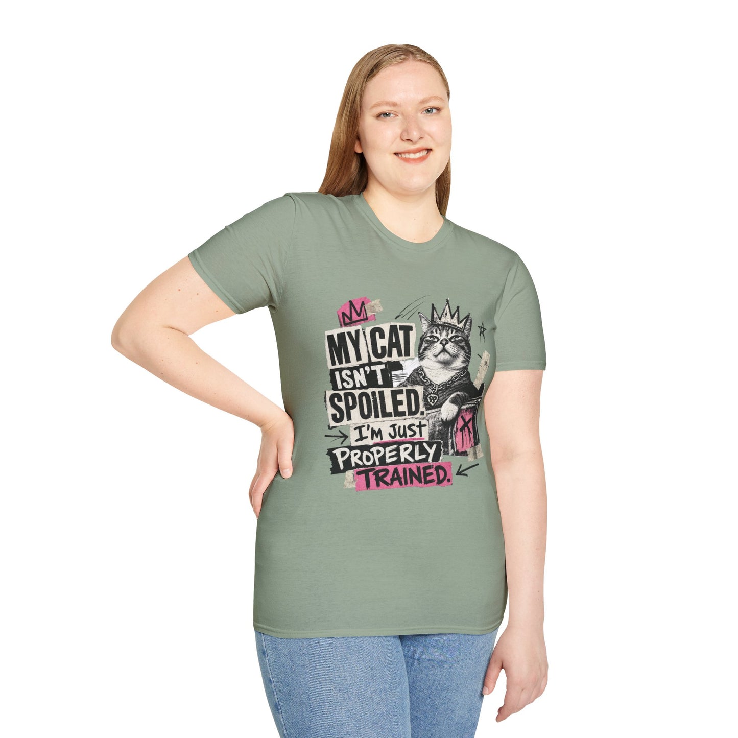 Cat T-Shirt — “My Cat Isn’t Spoiled, I’m Just Properly Trained” Graphic Tee