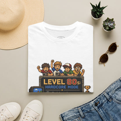 80s Level Up T-Shirt — 'Level 80s: Hardcore Mode' Retro Gaming Tee