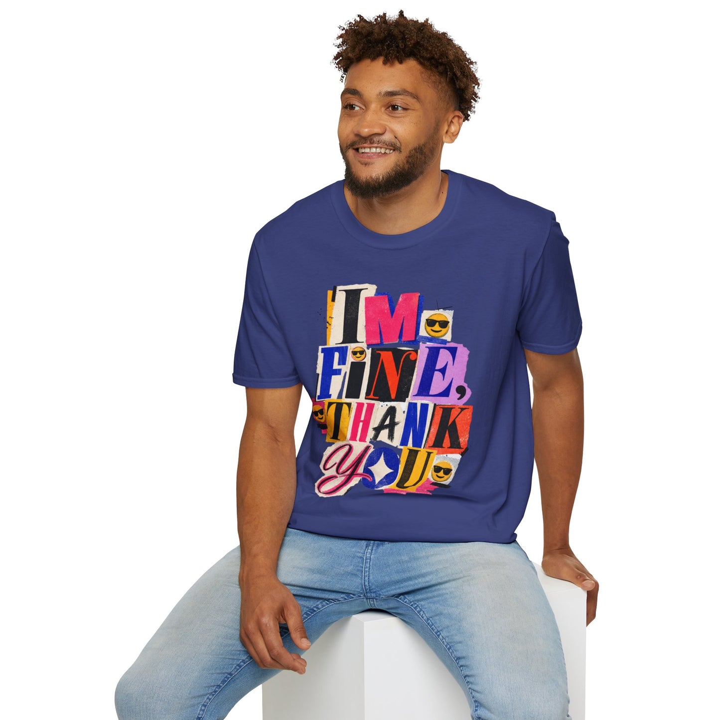 T-Shirt — "I'M FINE, THANK YOU" Retro Collage Graphic Tee