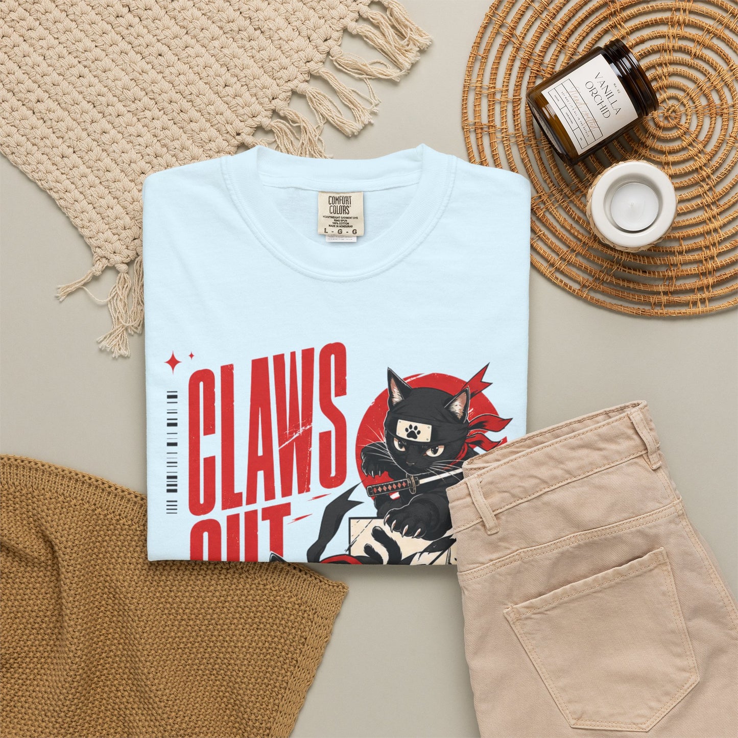 Claws Out Cat Graphic T-Shirt — Retro Ninja Kitties Tee