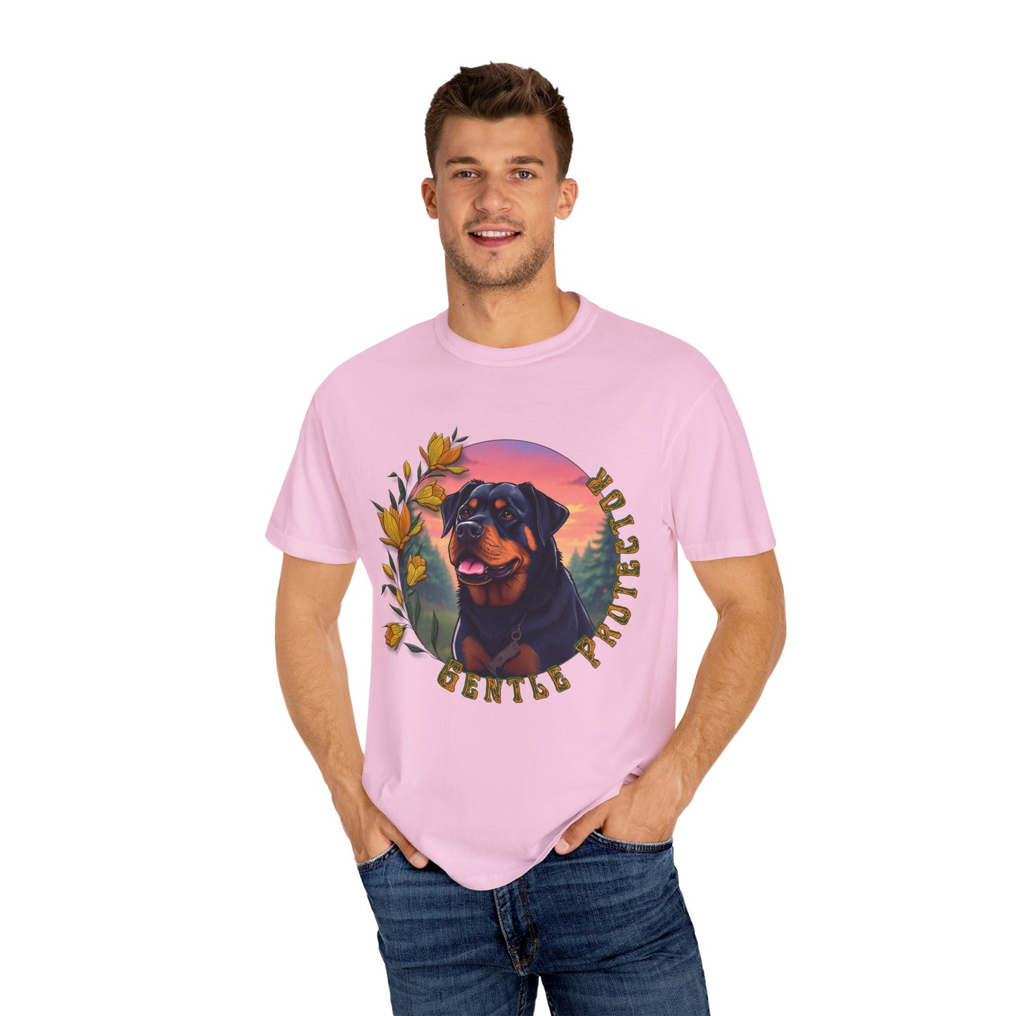 Gentle Protection Unisex Garment-Dyed T-shirt | Dog Lover Gift | Floral Design