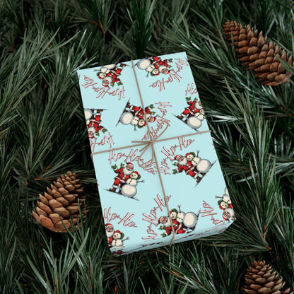 Christmas Snowman Gift Wrap Paper – Light Blue Holiday Wrapping Sheets