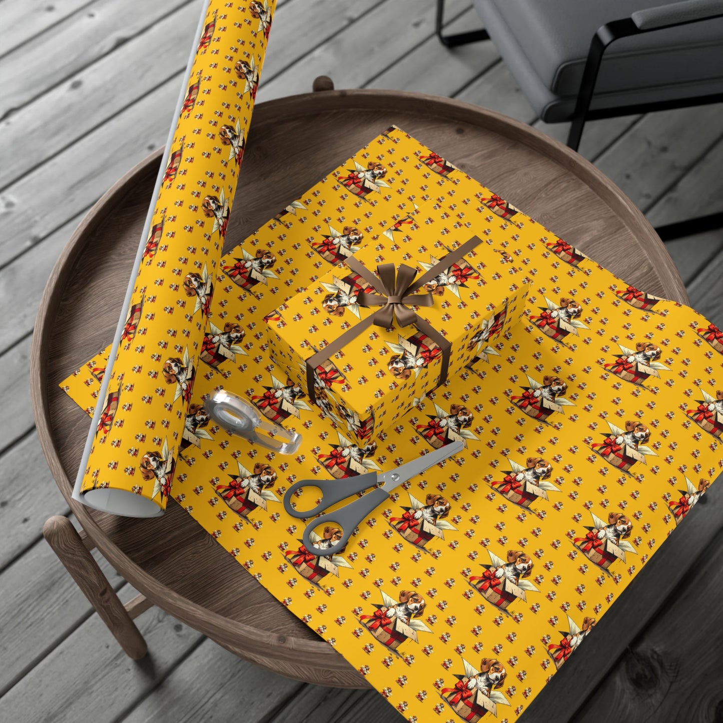 Dog & Gift Pattern Gift Wrap Paper — Cute Puppy Present Wrapping Sheets