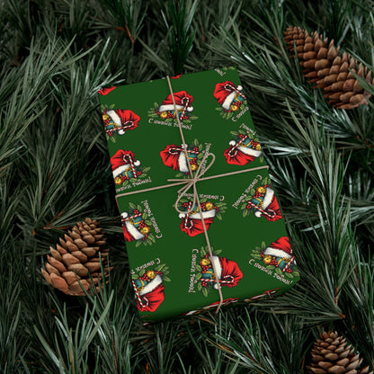 Christmas Santa Gift Wrap Paper — Festive Green Holiday Wrapping Sheets