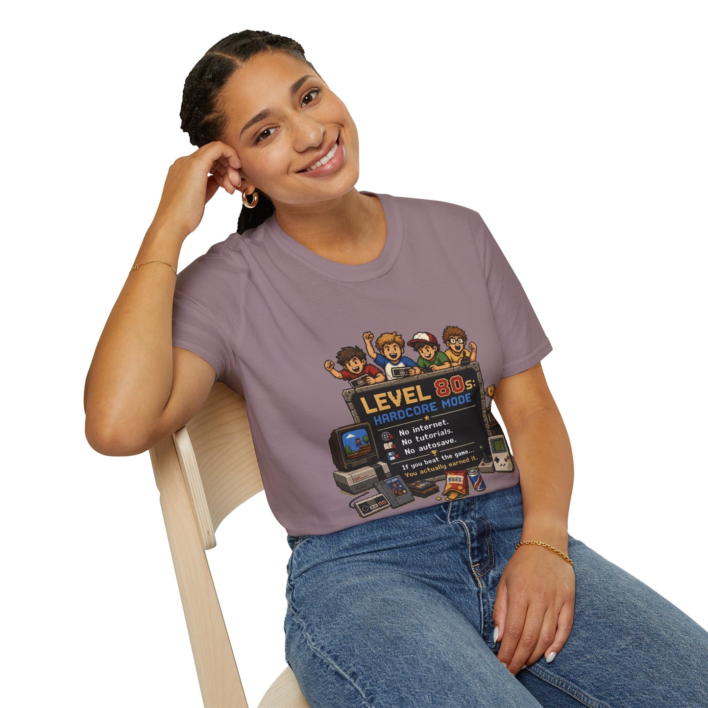80s Level Up T-Shirt — 'Level 80s: Hardcore Mode' Retro Gaming Tee