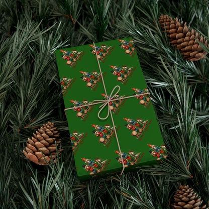 Christmas Tree Pattern Gift Wrap Paper – Festive Green Holiday Wrapping Sheets