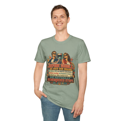 Before Google T-Shirt — Retro Vintage "We Used Our Brains" Graphic Tee