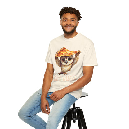 Pizza Time Owl T-Shirt — Cute Owl Holding Pizza Slice Graphic Tee