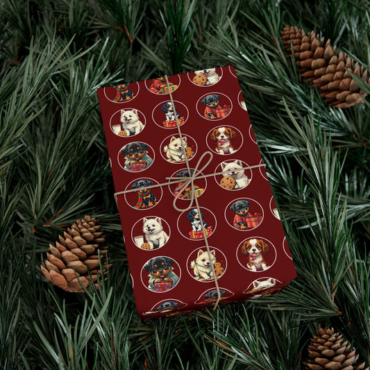 Holiday Puppy Pattern Gift Wrap Paper