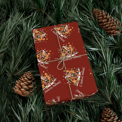 Christmas Pizza Pattern Gift Wrap Paper — Festive Novelty Wrapping Sheets