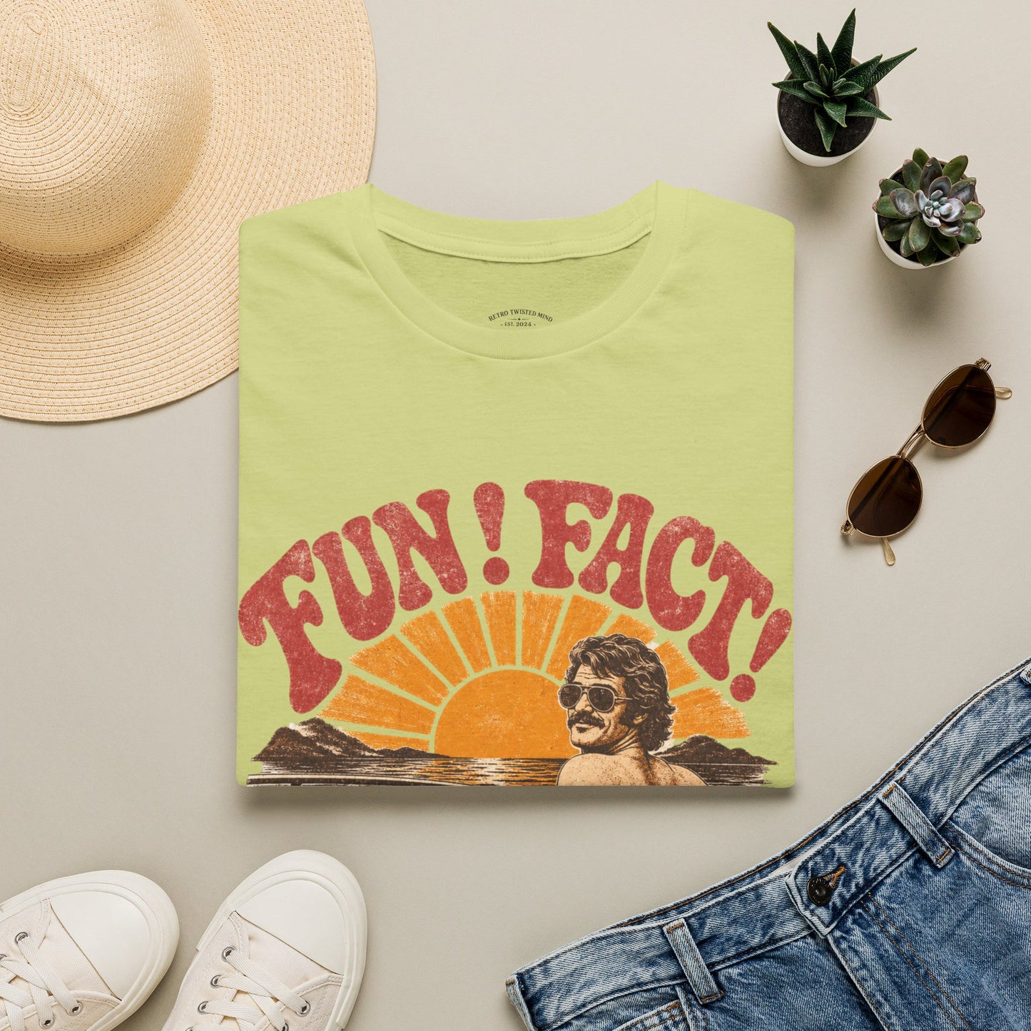 Retro 'FUN! FACT!' Surf Tee — Vintage Sunset Beach Graphic T-Shirt