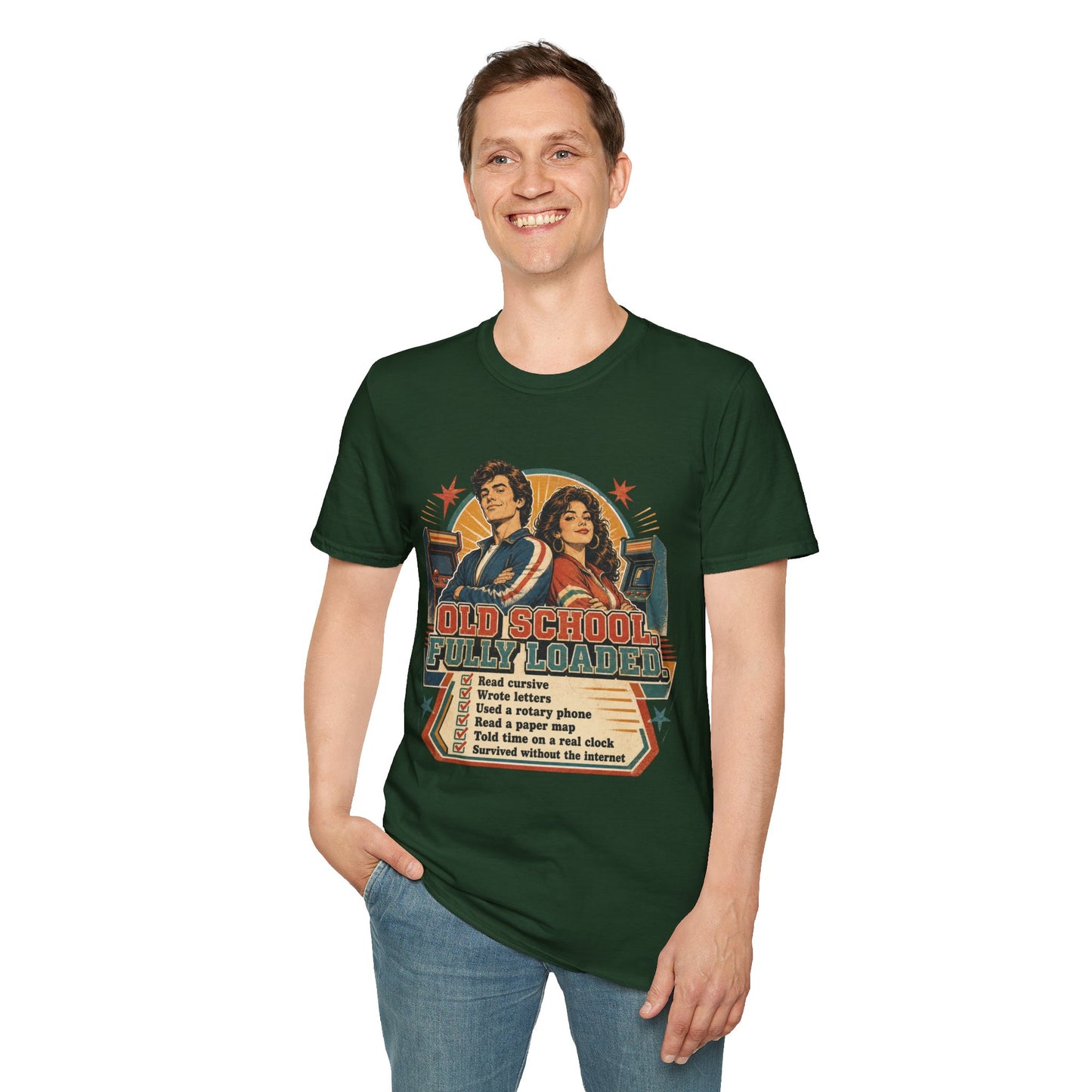 T-Shirt — Retro 'Old School' Arcade Couple Vintage Gamer Tee