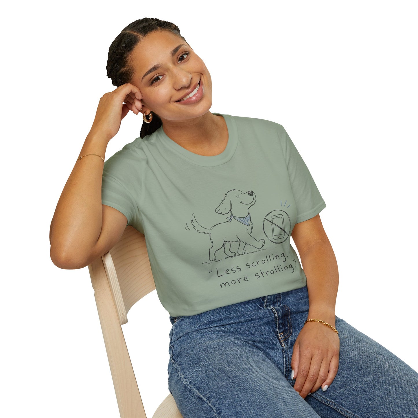 Less Scrolling, More Strolling Dog T-Shirt