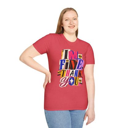 T-Shirt — "I'M FINE, THANK YOU" Retro Collage Graphic Tee