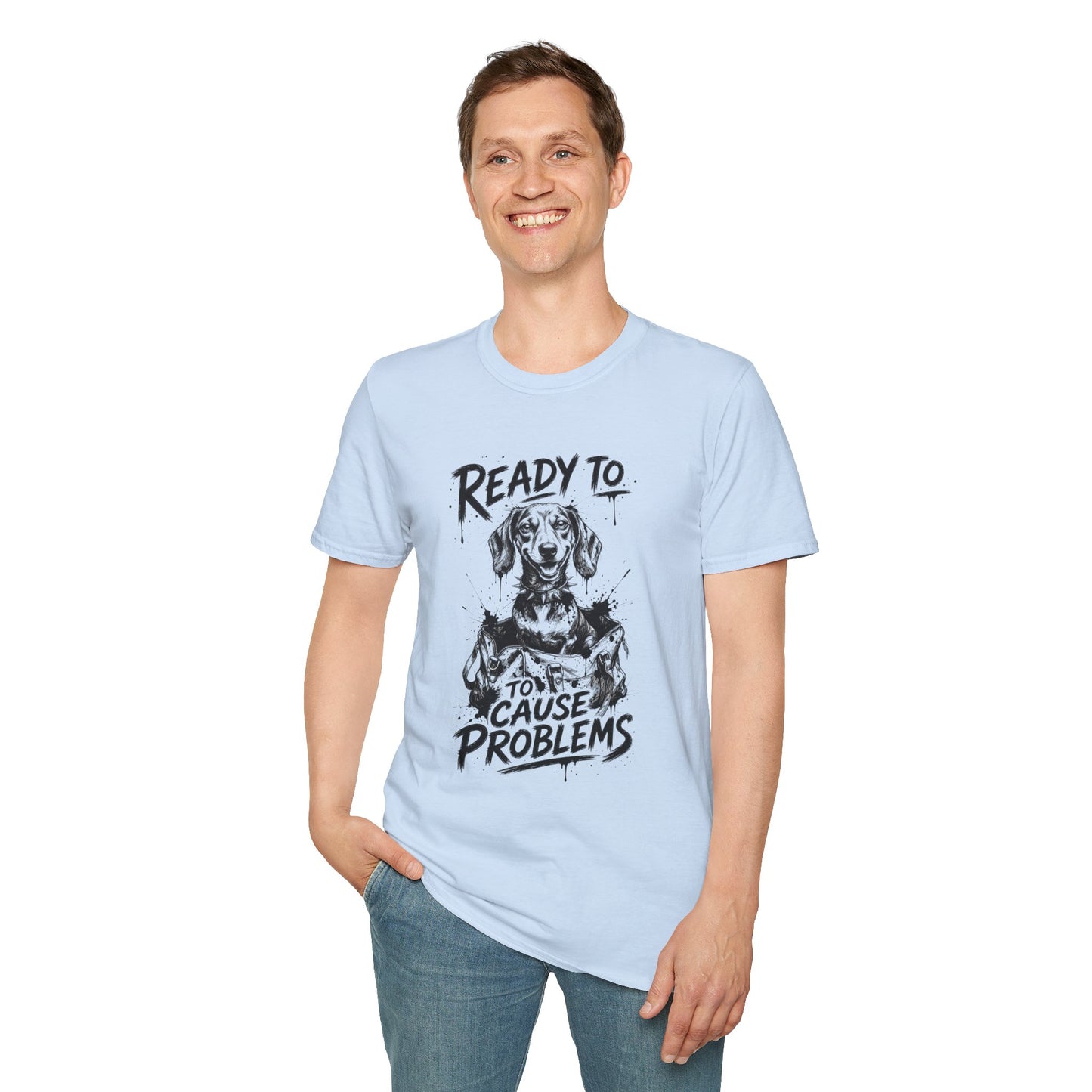 Ready To Cause Problems Dog T-Shirt — Funny Dachshund Graphic Tee