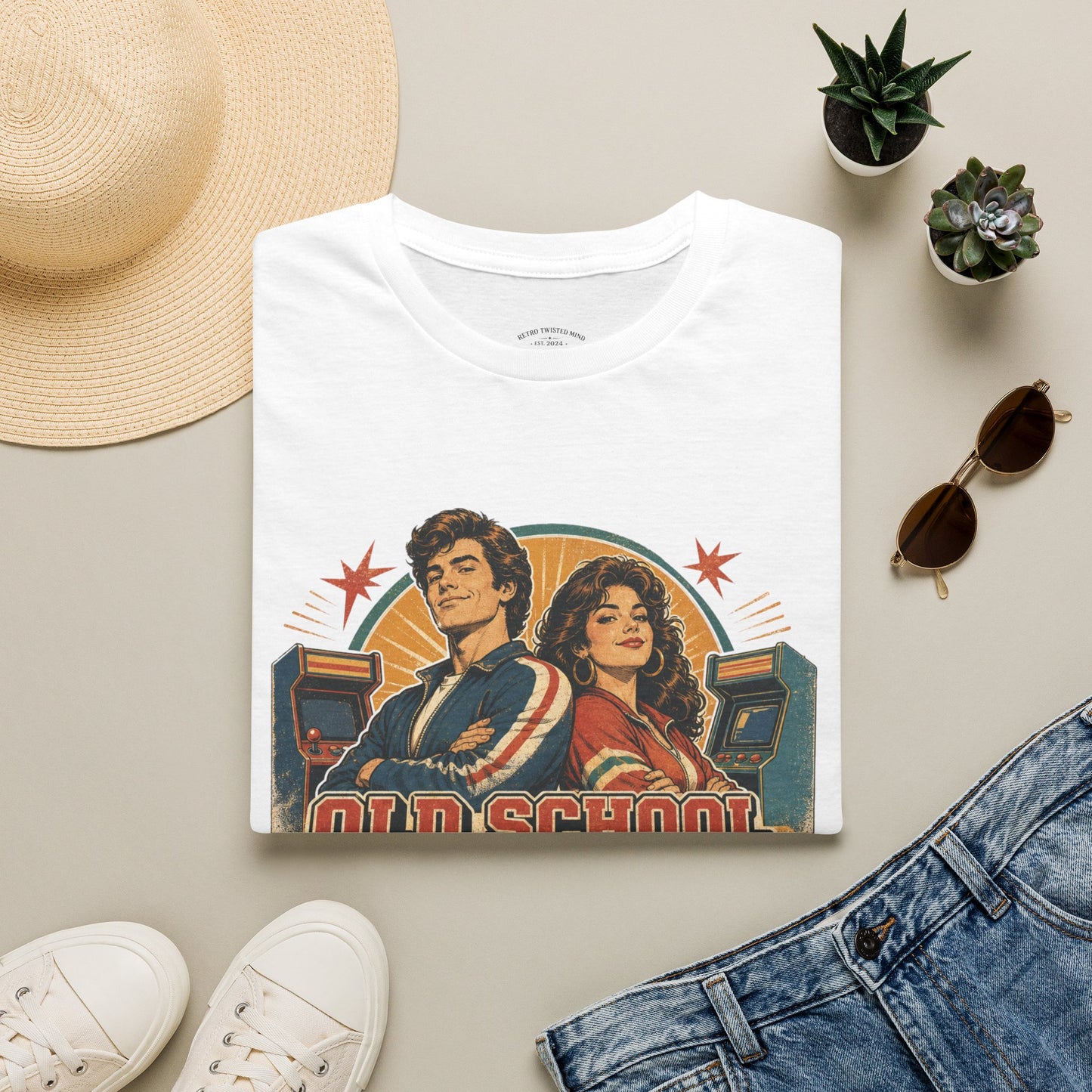 T-Shirt — Retro 'Old School' Arcade Couple Vintage Gamer Tee