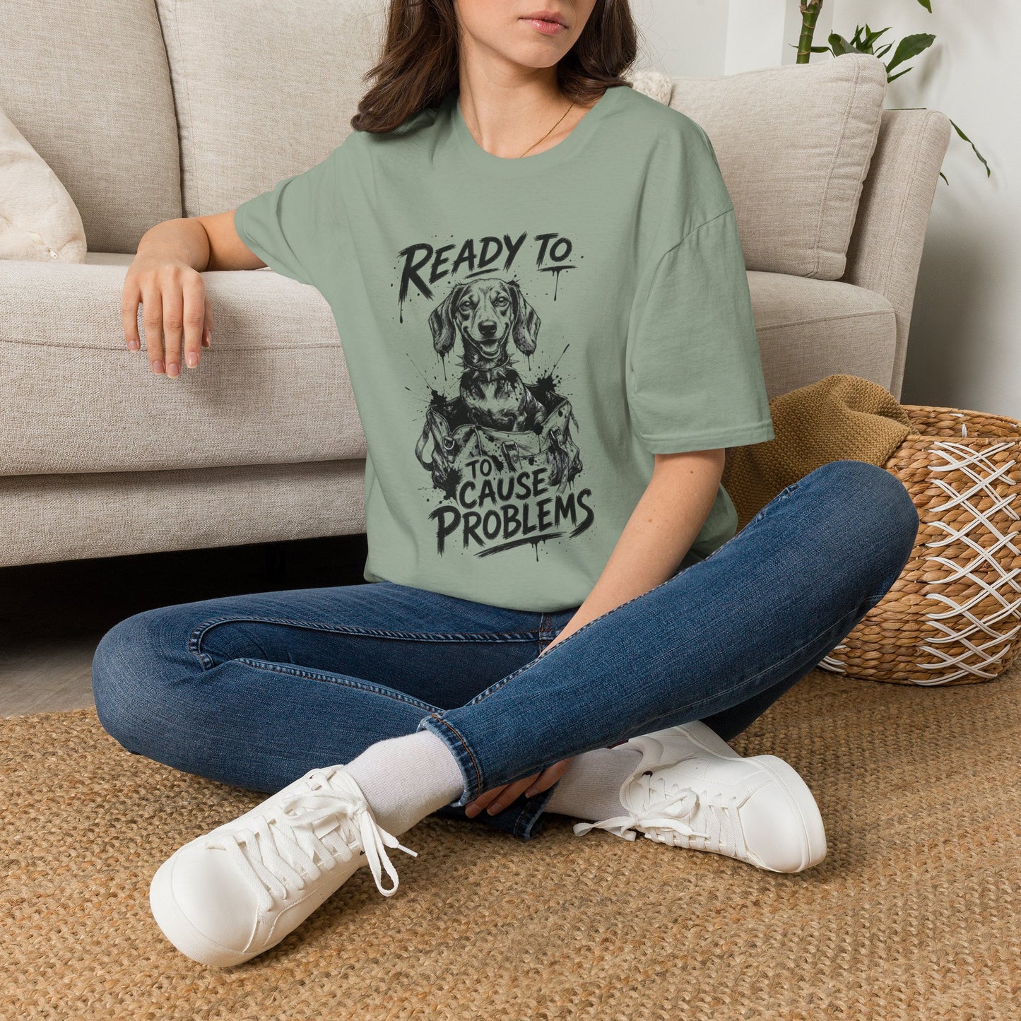 Ready To Cause Problems Dog T-Shirt — Funny Dachshund Graphic Tee