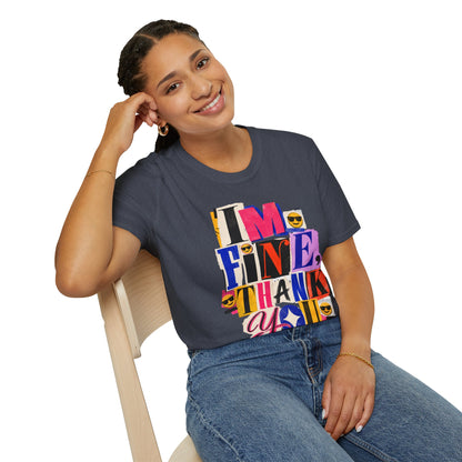 T-Shirt — "I'M FINE, THANK YOU" Retro Collage Graphic Tee