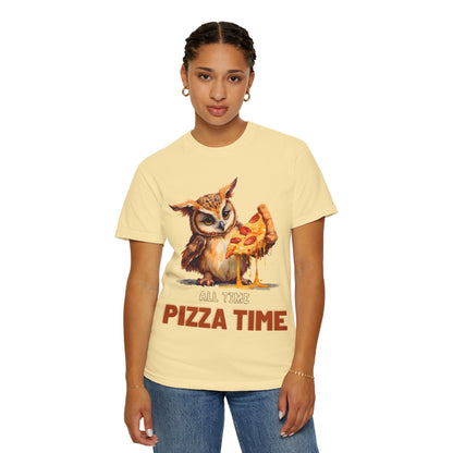 Pizza Time Owl T-Shirt — Cute Owl Eating Pizza Graphic Tee