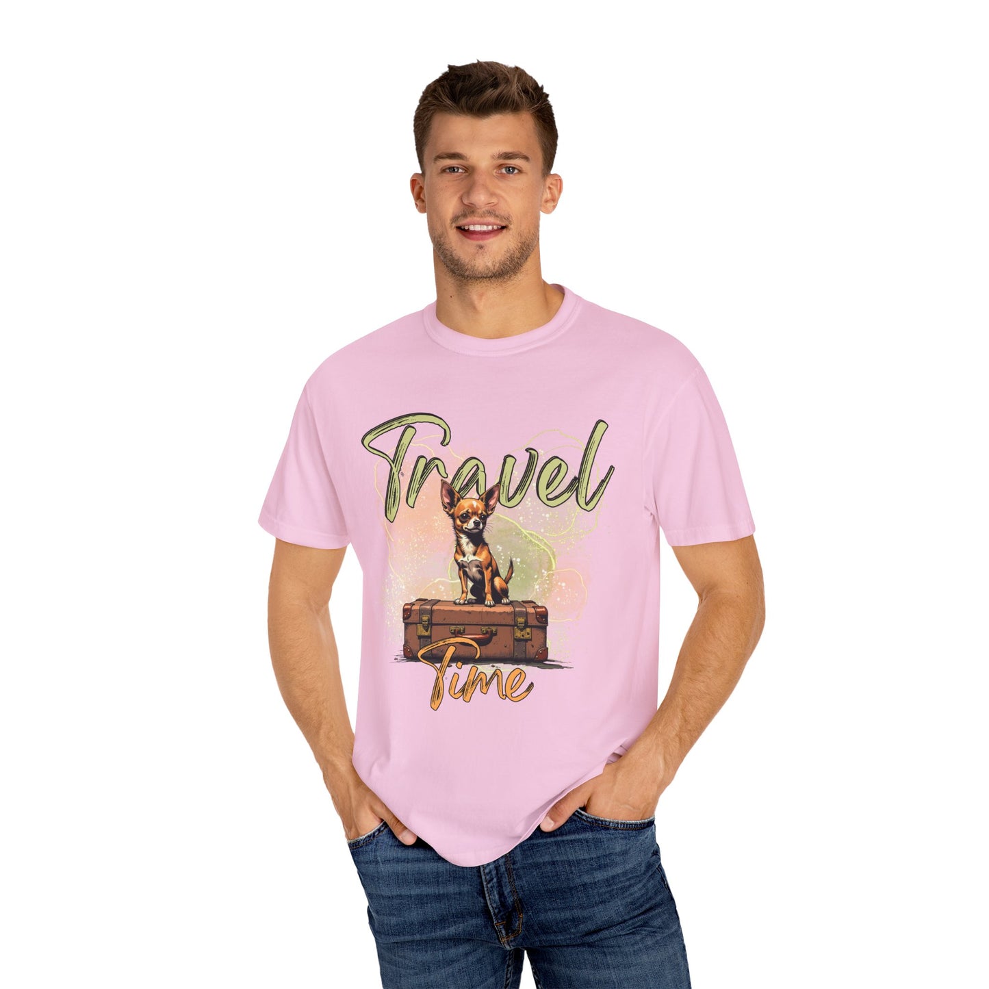 Travel Time Unisex Garment-Dyed T-Shirt - Cute Dog Design for Animal Lovers