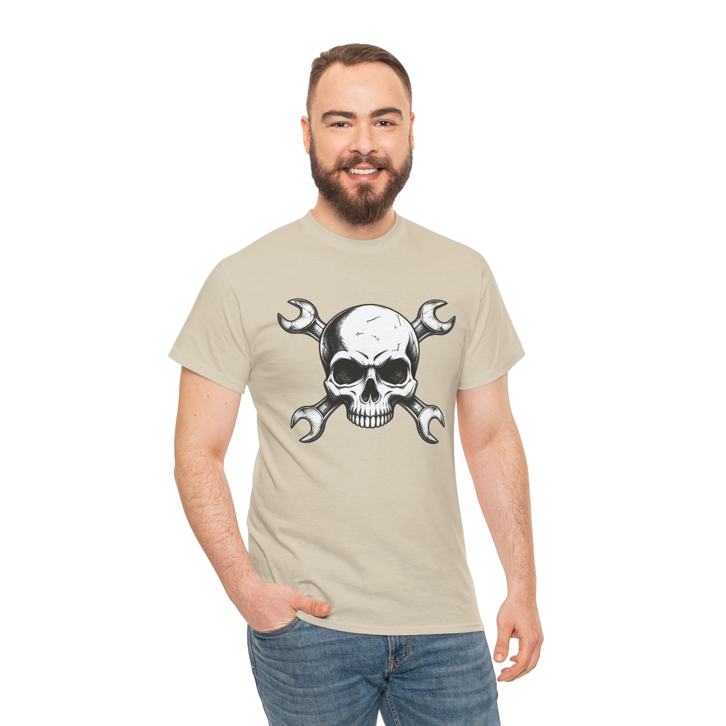 Mechanic Skull Tee — Wrench Crossbones Graphic T-Shirt
