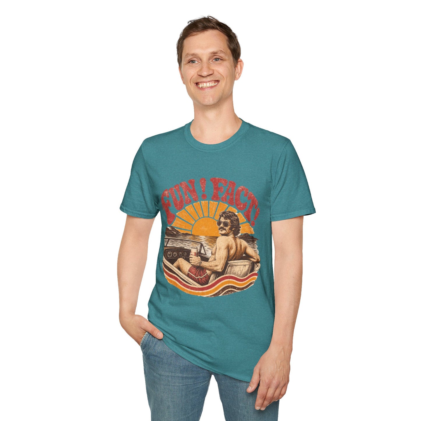 Retro 'FUN! FACT!' Surf Tee — Vintage Sunset Beach Graphic T-Shirt