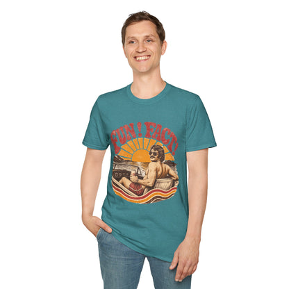 Retro 'FUN! FACT!' Surf Tee — Vintage Sunset Beach Graphic T-Shirt