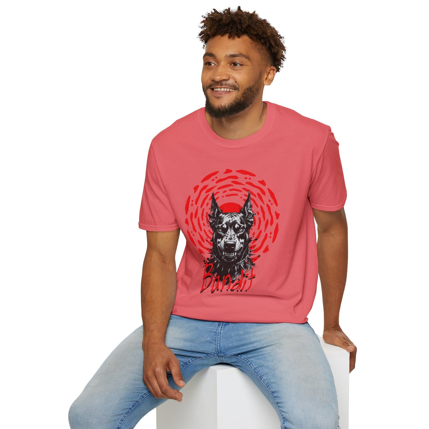Doberman Graphic T-Shirt — Red Halo 'Bandit' Design