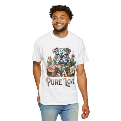 Pure Love Unisex Dog T-Shirt - Floral Graphic Tee for Pet Lovers
