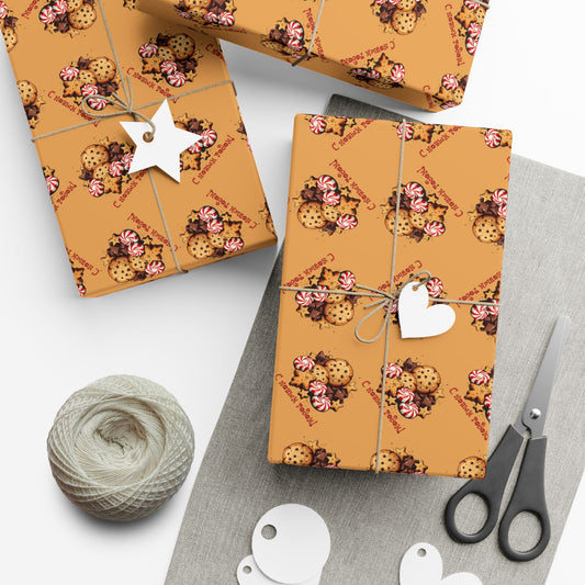 Cookie & Roses Pattern Gift Wrap — Floral Cookie Wrapping Paper for Birthdays & Celebrations